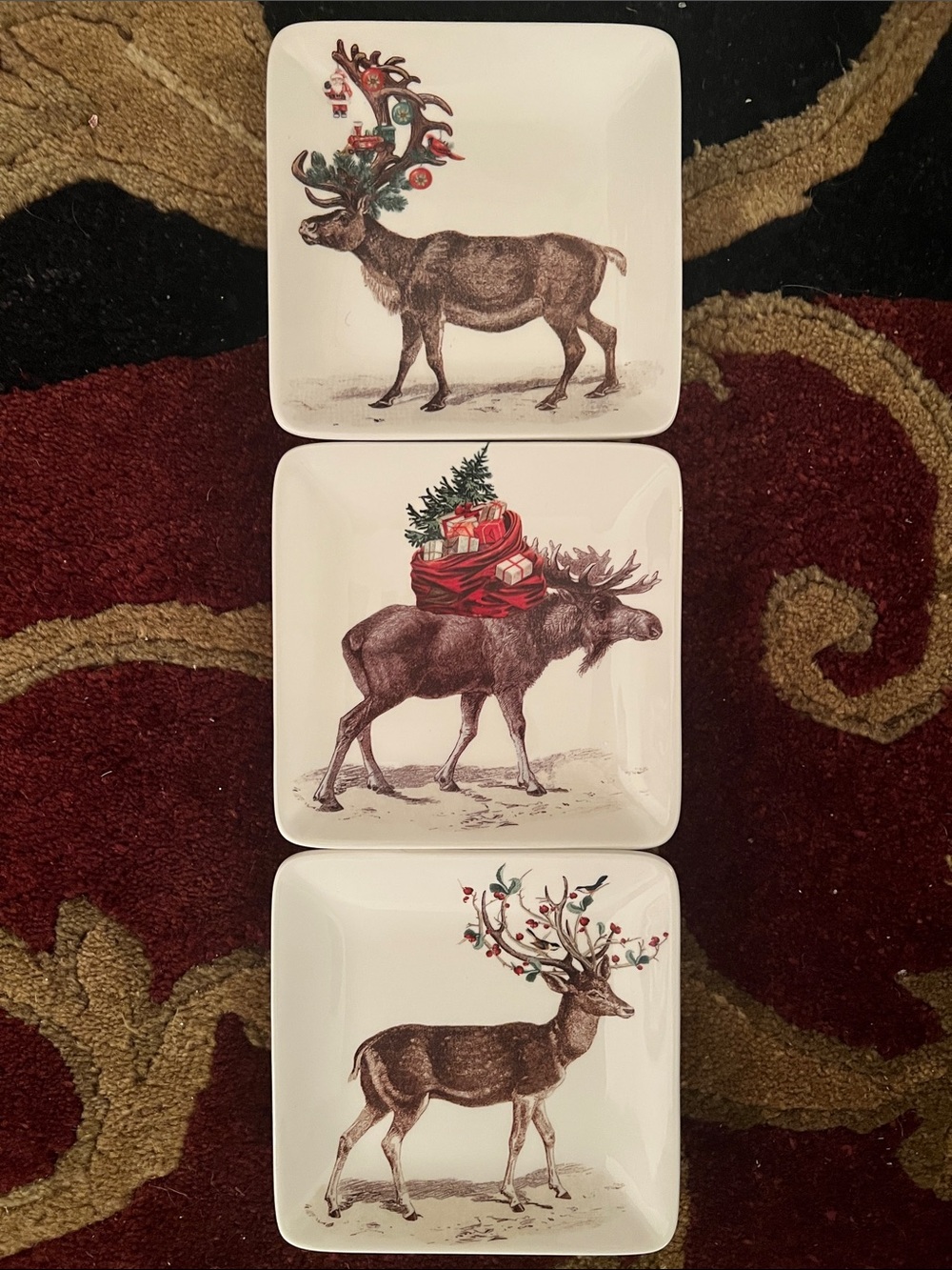 Pottery Barn “Silly Stage” Square Stoneware Appetizer 5 1/2” Plates 3 plates